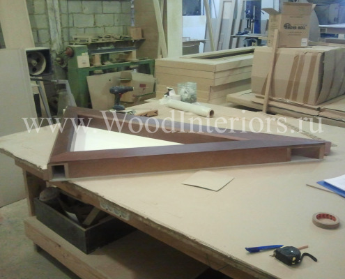 Процесс изготовления деревянного кессоного потолка. Петрушино Фото 3