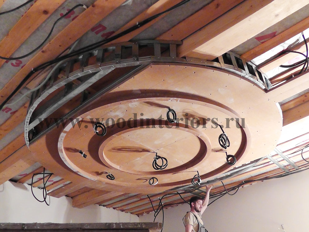 Деревянный кессонный потолок в детской. Процесс монтажа
