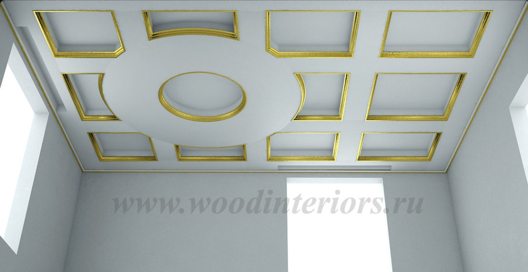 Дизайн деревянного кессоного потолка -1